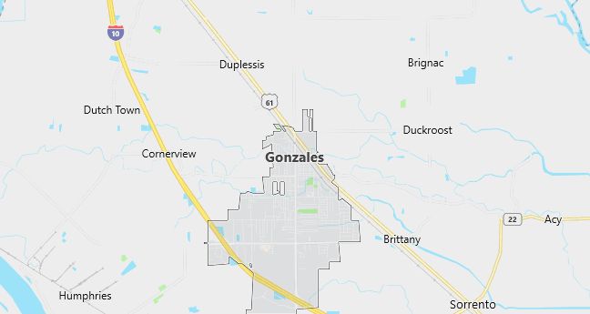 Map of Gonzales, LA