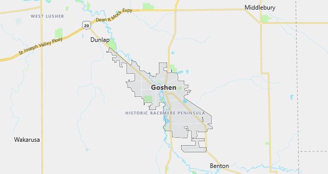 Map of Goshen, IN