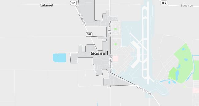 Map of Gosnell, AR