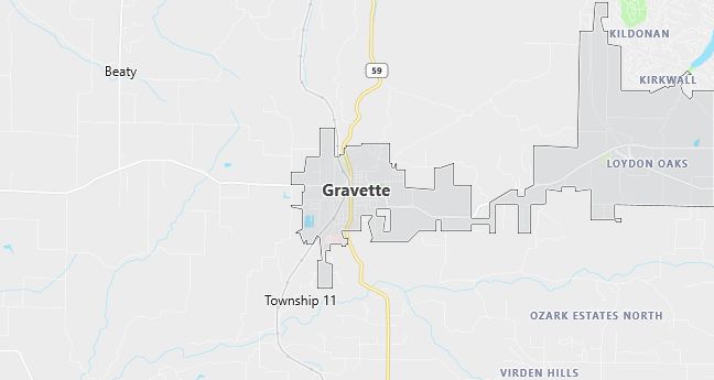 Map of Gravette, AR