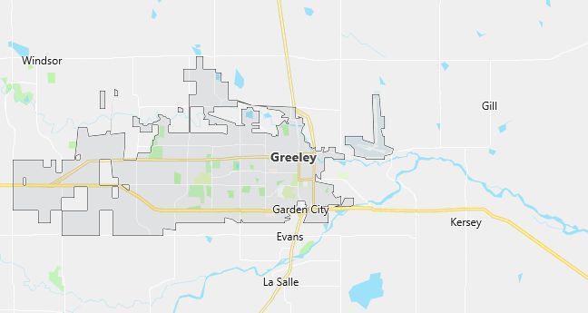 Map of Greeley, CO