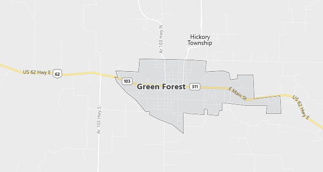 Map of Green Forest, AR