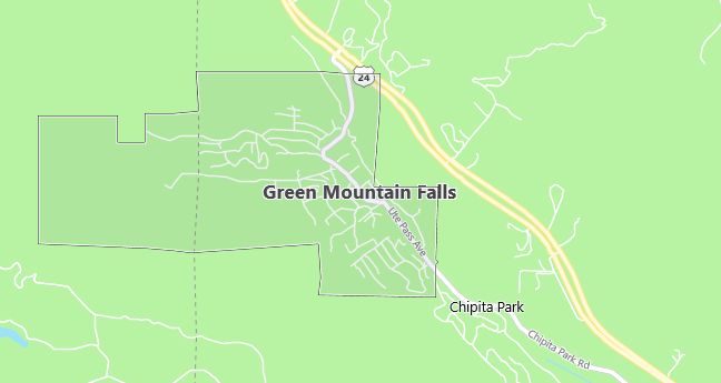 Map of Green Mountain Falls, CO