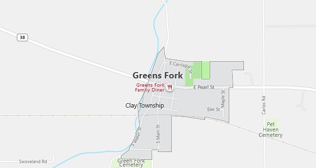 Map of Greens Fork, IN