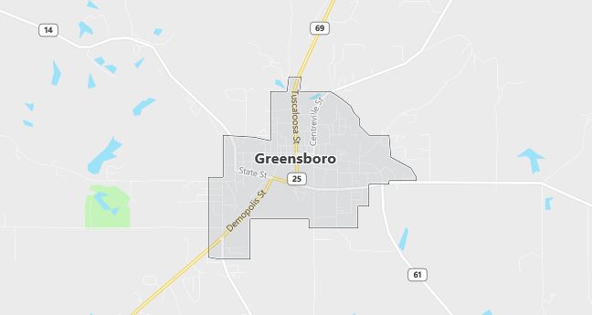 Map of Greensboro, AL