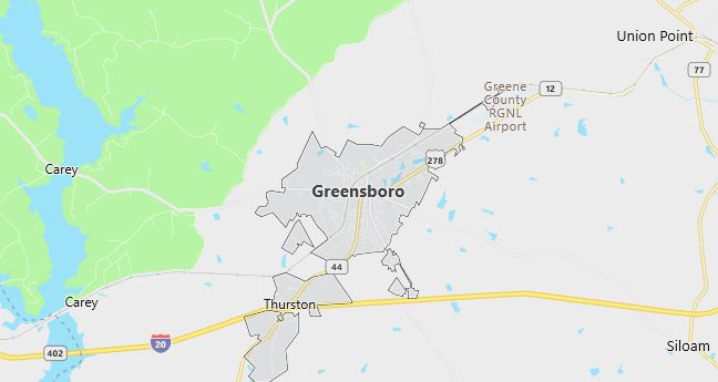 Map of Greensboro, GA