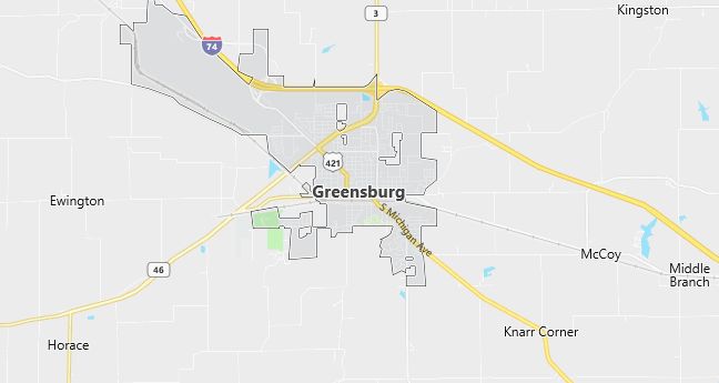 Map of Greensburg, IN