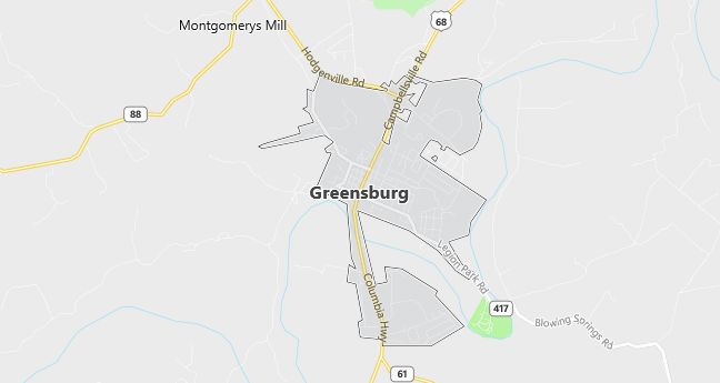 Map of Greensburg, KY