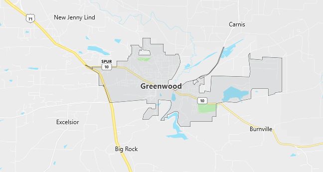 Map of Greenwood, AR