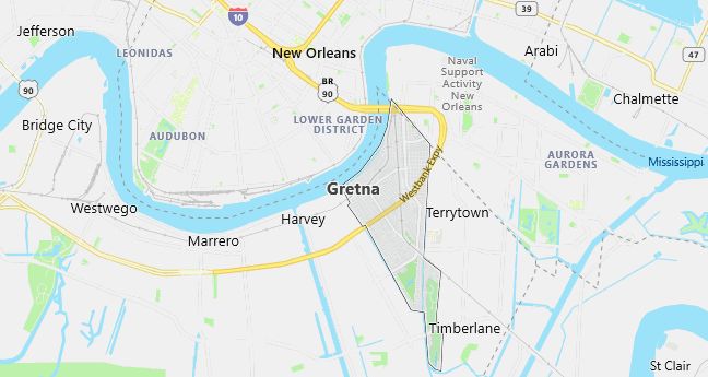 Map of Gretna, LA