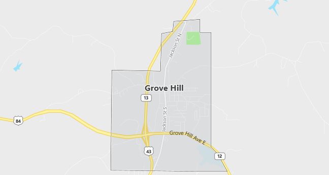 Map of Grove Hill, AL