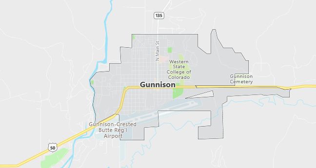 Map of Gunnison, CO