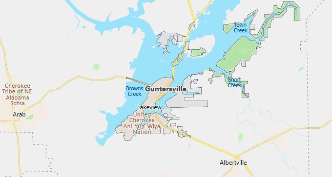 Map of Guntersville, AL