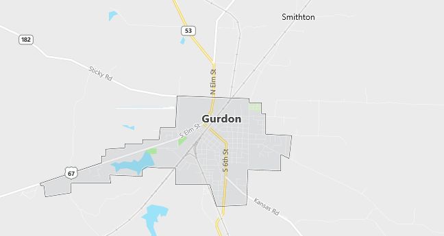 Map of Gurdon, AR