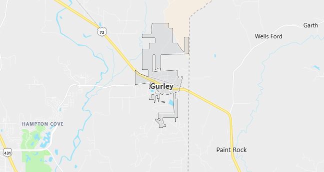 Map of Gurley, AL