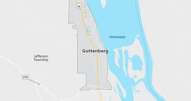 Map of Guttenberg, IA