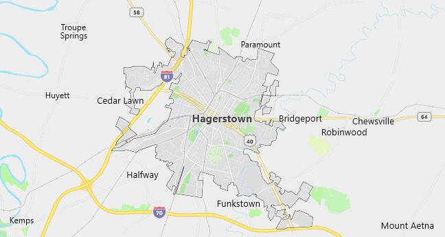 Map of Hagerstown, MD