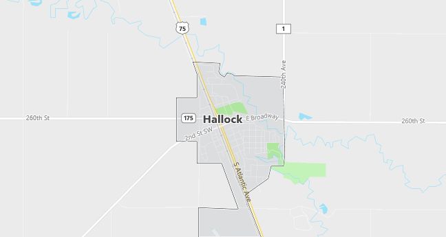 Map of Hallock, MN