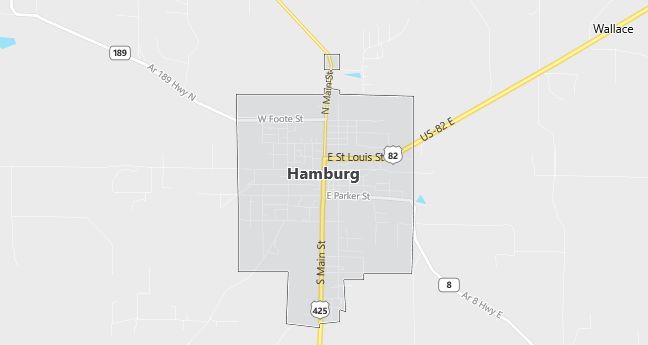 Map of Hamburg, AR