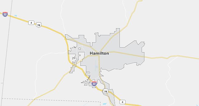 Map of Hamilton, AL