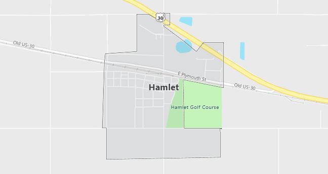 Map of Hamlet, IN