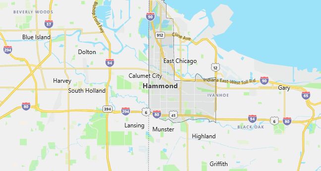 Map of Hammond, IN