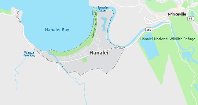 Map of Hanalei, HI