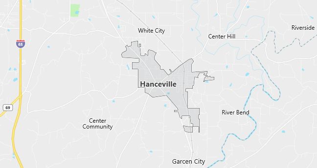 Map of Hanceville, AL