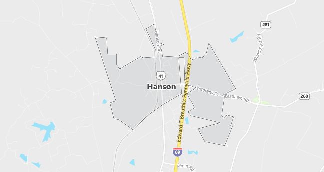 Map of Hanson, KY