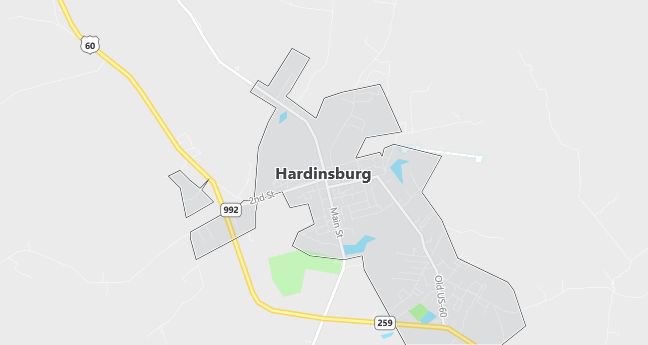 Map of Hardinsburg, KY