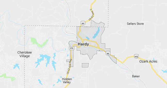 Map of Hardy, AR