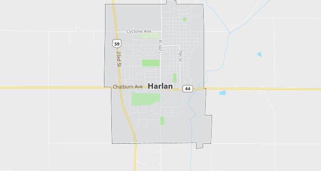 Map of Harlan, IA