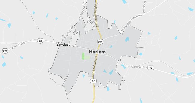 Map of Harlem, GA