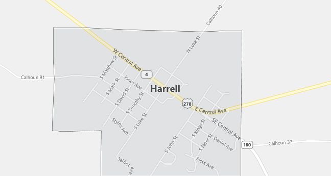 Map of Harrell, AR