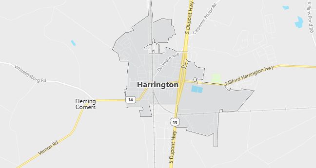 Map of Harrington, DE