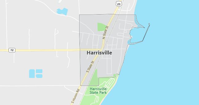 Map of Harrisville, MI