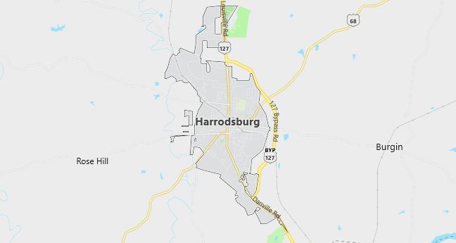 Map of Harrodsburg, KY