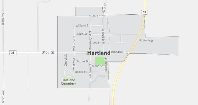 Map of Hartland, MN