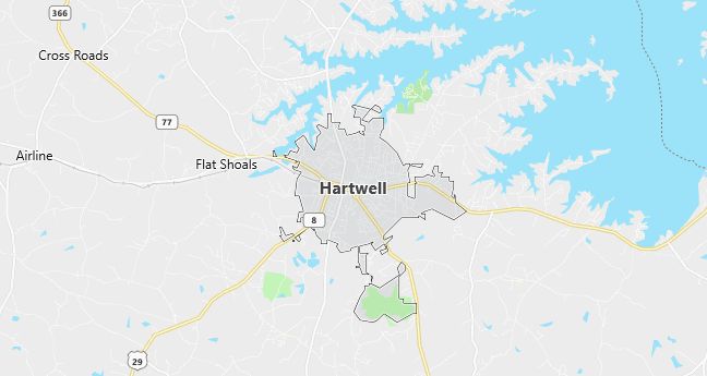 Map of Hartwell, GA