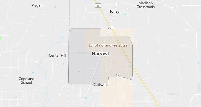 Map of Harvest, AL