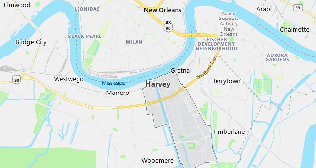 Map of Harvey, LA