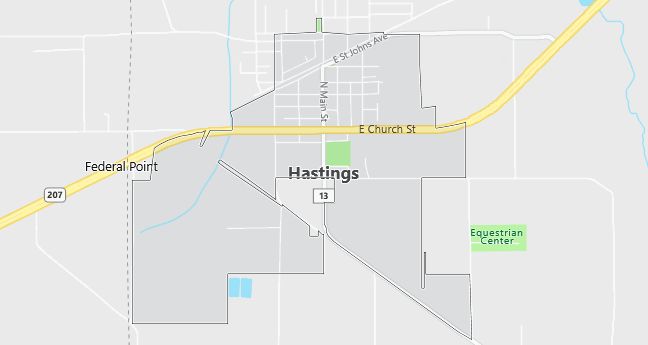 Map of Hastings, FL