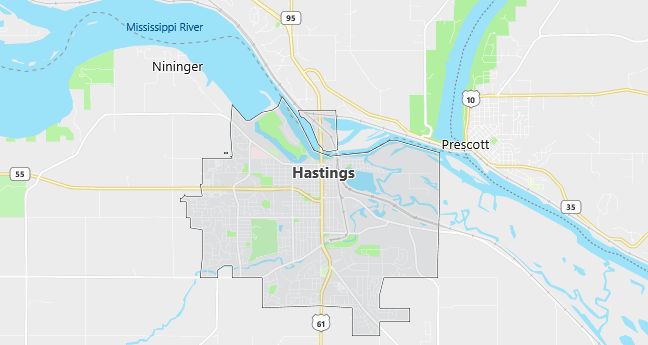 Map of Hastings, MN