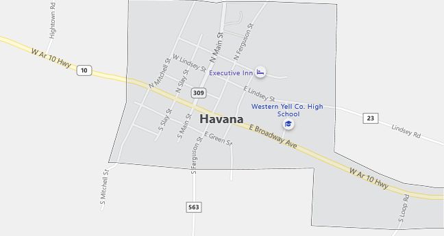 Map of Havana, AR