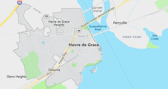 Map of Havre De Grace, MD