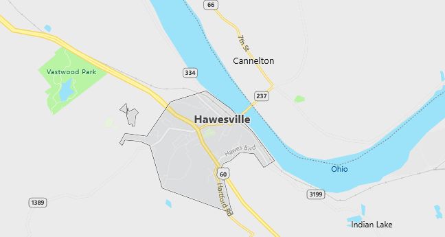 Map of Hawesville, KY