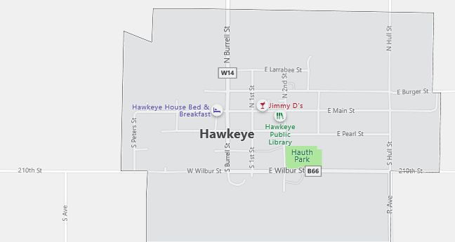 Map of Hawkeye, IA