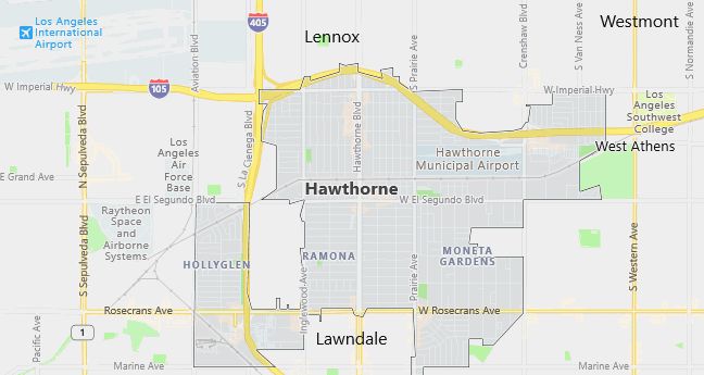 Map of Hawthorne, CA