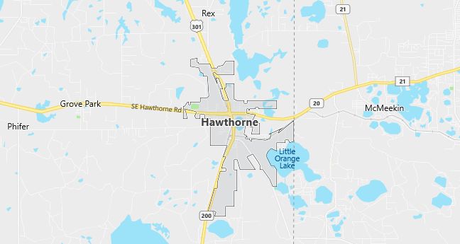 Map of Hawthorne, FL