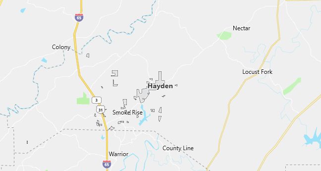 Map of Hayden, AL